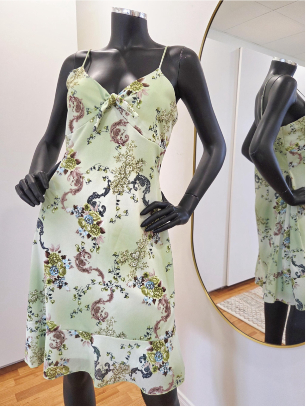 Vintage Y2K Garoche dress | XL (fits smaller), fairycore, coquette floral green